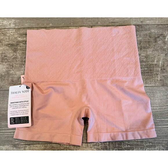 Thalia Sodi Knit Waist Shaping Shorts Firm Control Shapewear Size L Pink - Picture 4 of 8